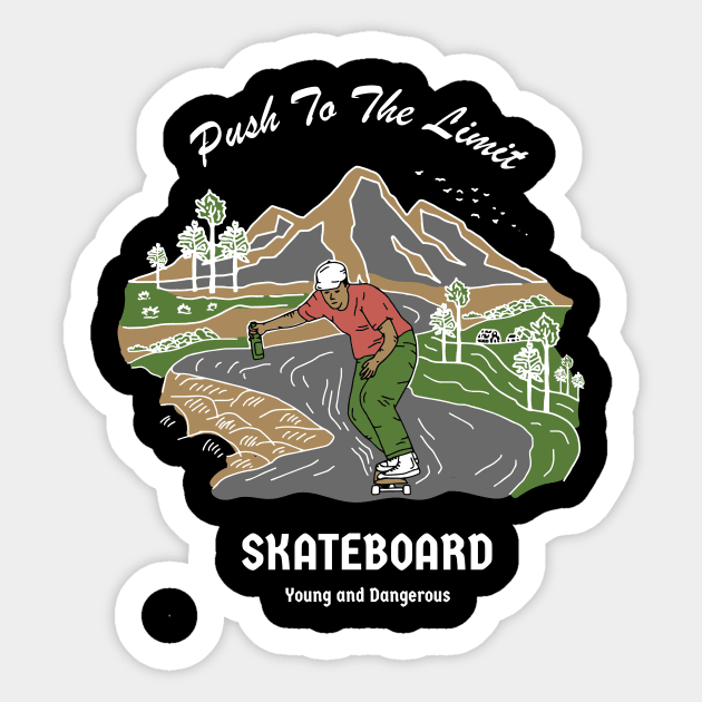 Down Hill Skateboard Sticker by kalemstudio